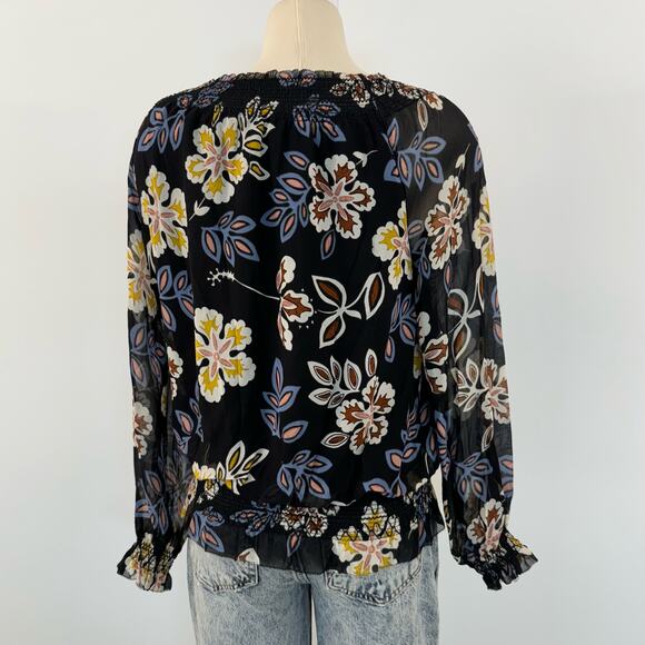 Tory Burch Indie Silk Floral Print Top Blouse Off-The-Shoulder | Size 2 - Picture 8 of 12